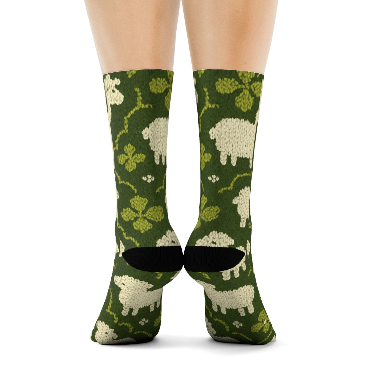Knitted Illusion Clover Lattice With Sheep custom crew socks