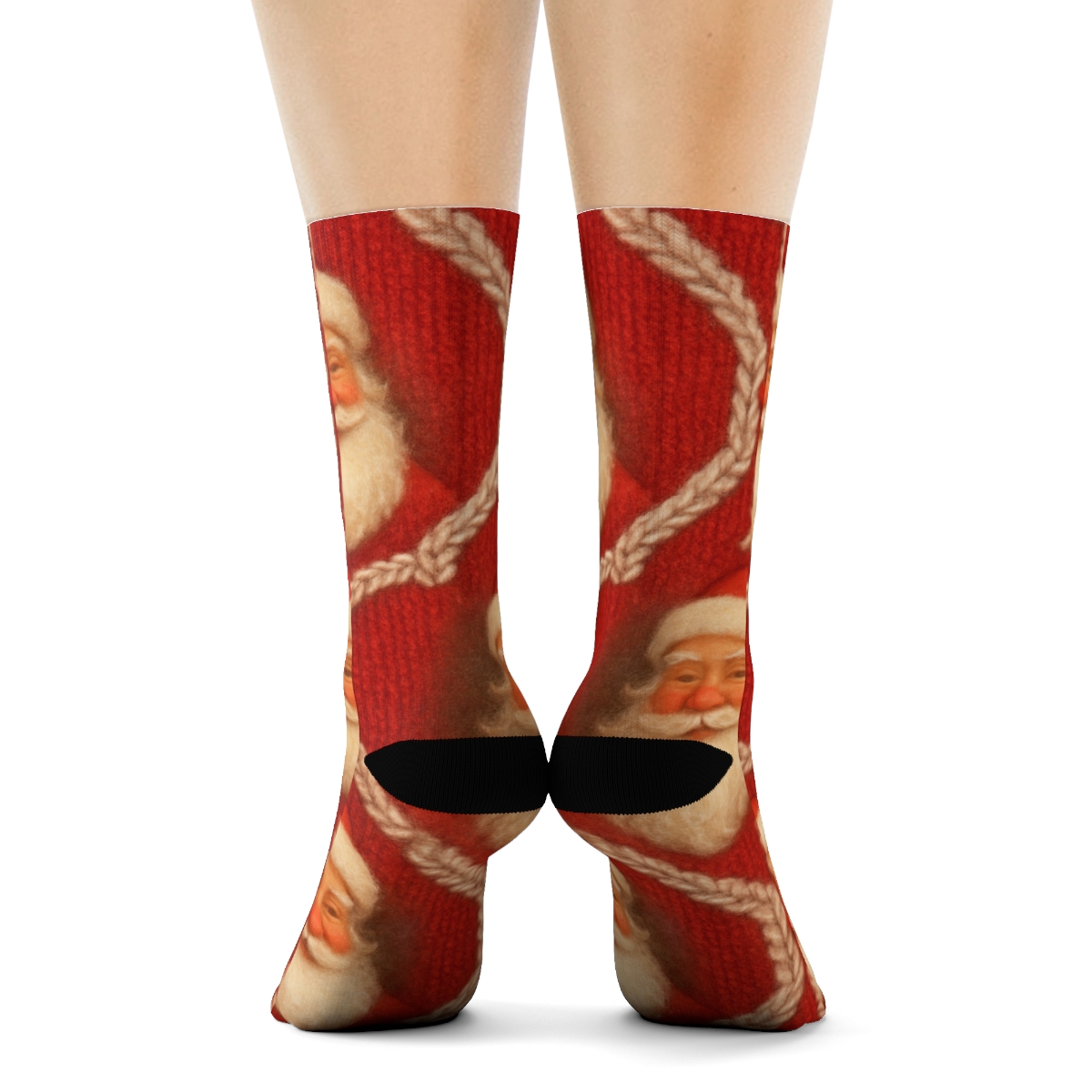 Knitted Santa Suit Tessellation Santa premium sports crew socks