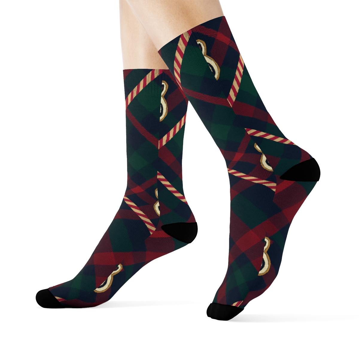 Plaid Tiger Candy Stripe custom crew socks