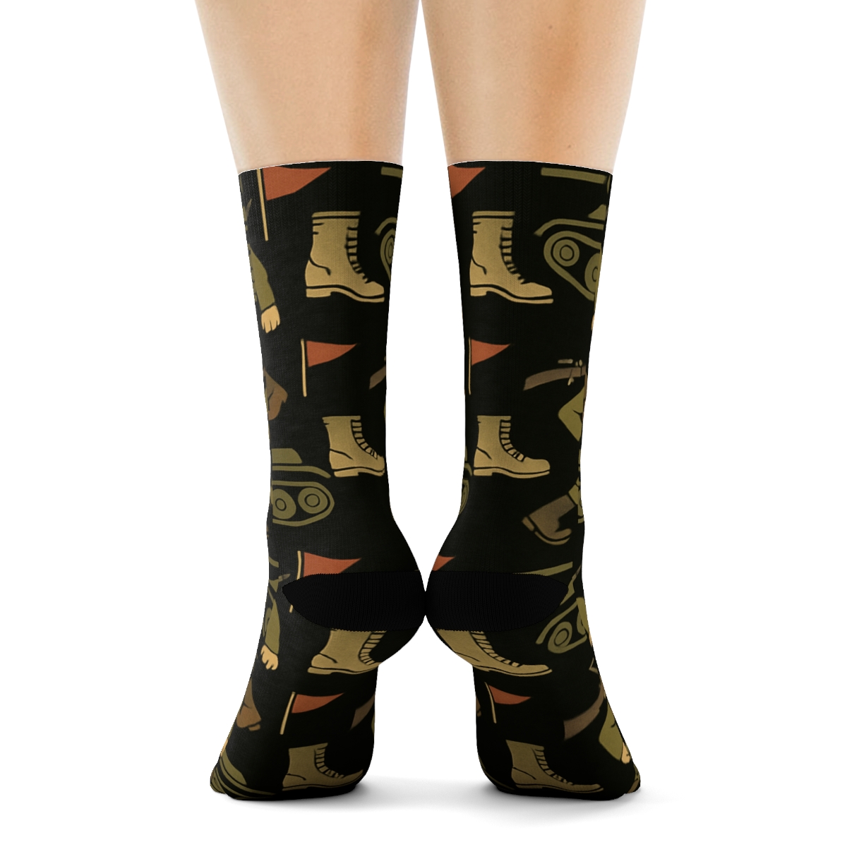 Vintage Parade Poster Pattern, Marching Soldier designer printed crew socks