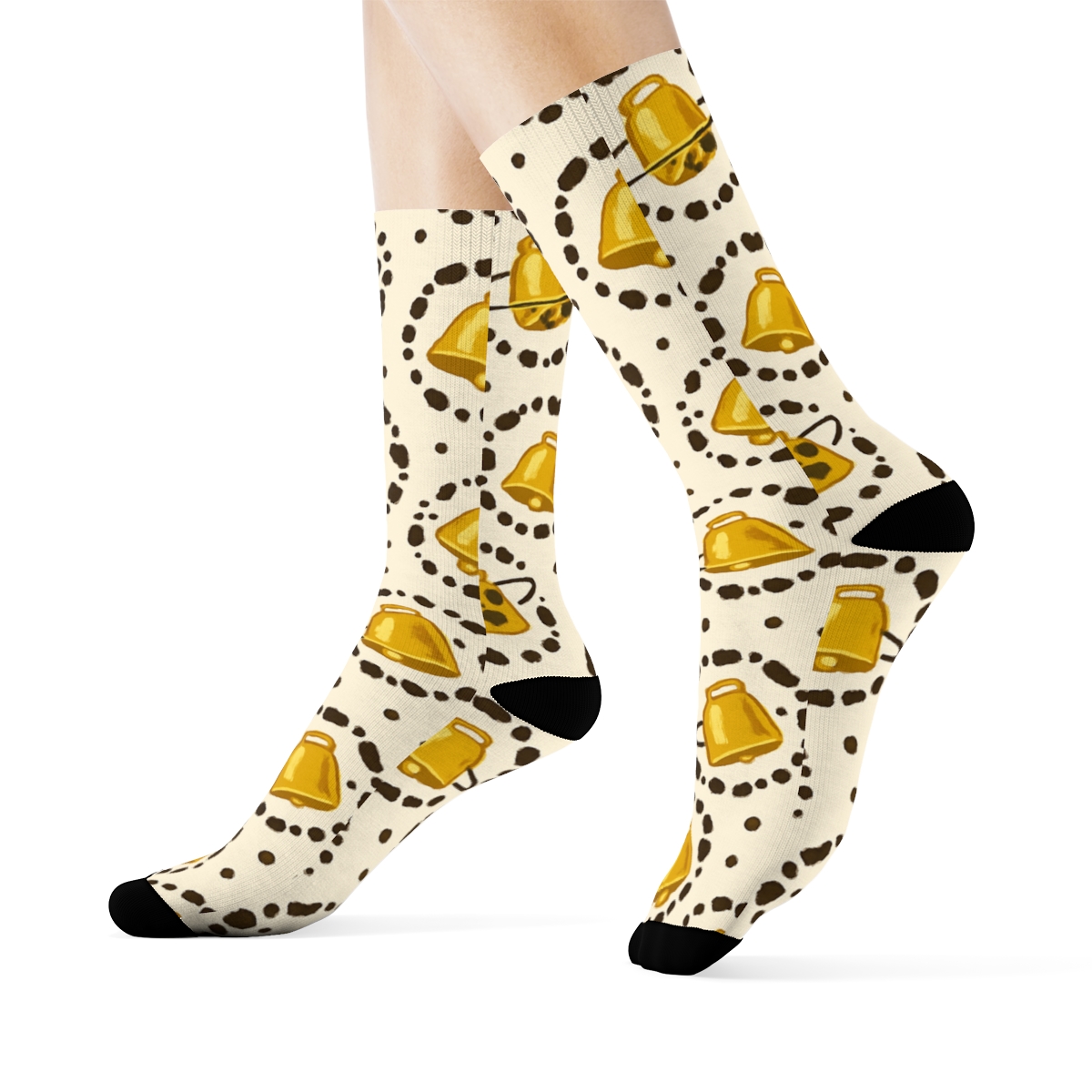 Orbiting Cowbells And Micro Spots comfortable cotton crew socks