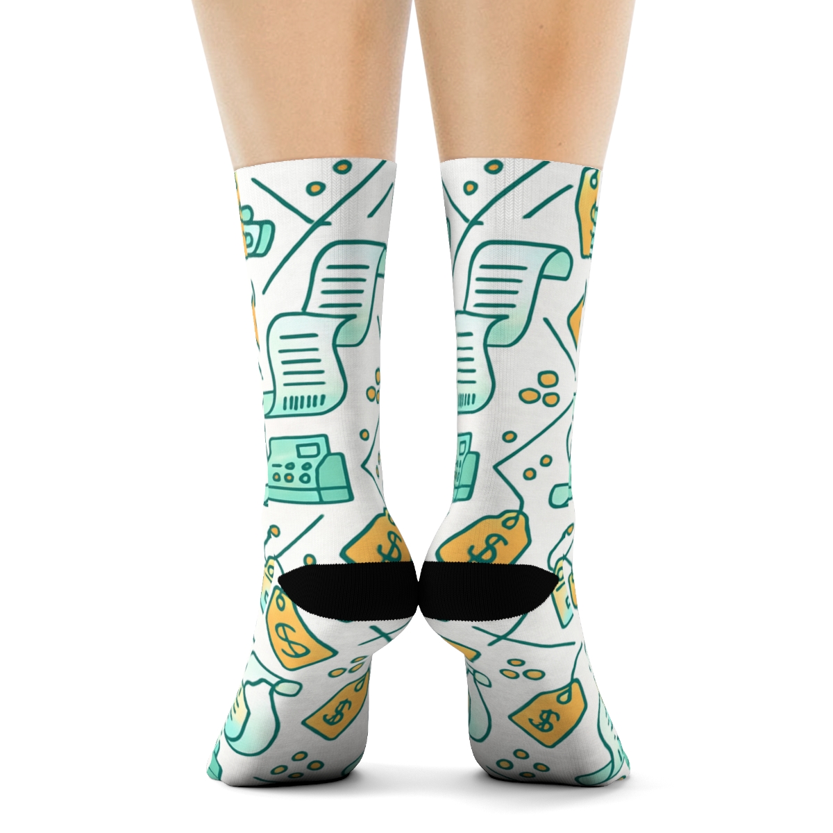 Receipt Lattice With Cashier Charms stylish athletic crew socks
