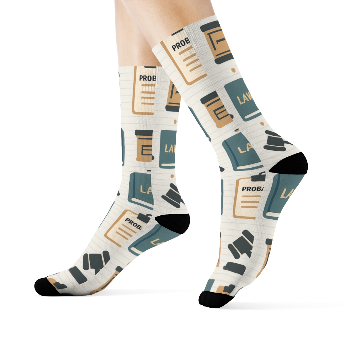 Minimal Gavel Stripe Grid For Probation Officer designer printed crew socks