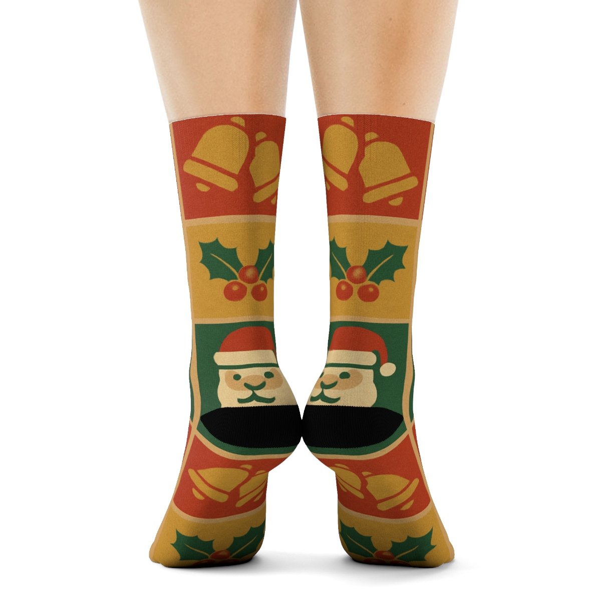 Wrapping Paper Plaque Holiday Medley designer printed crew socks