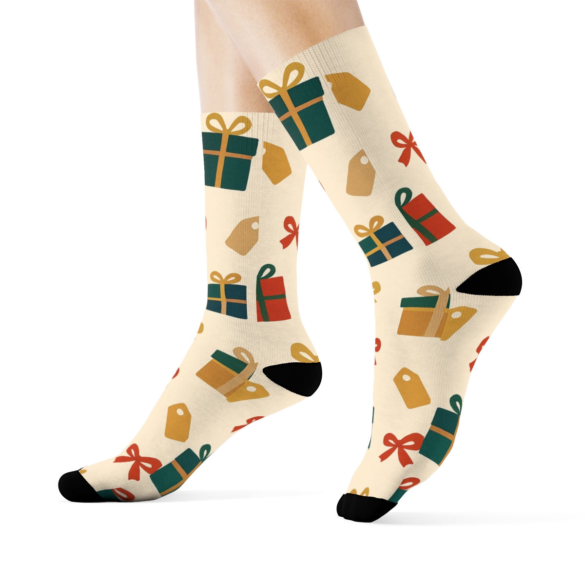 Wrapped Gift Box Scatter Holiday stylish athletic crew socks
