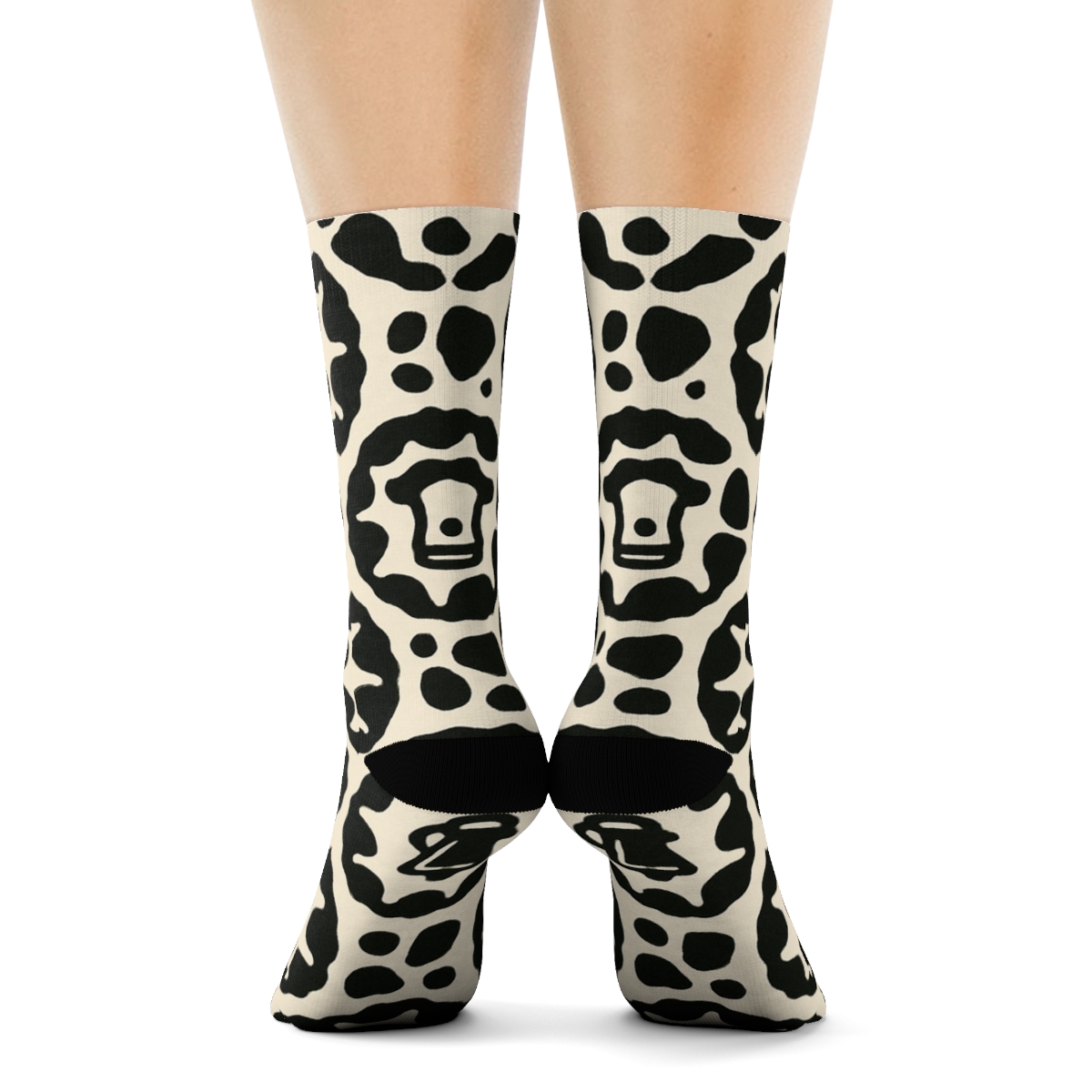 Retro Dairy Label Cow Spot Medallions stylish athletic crew socks