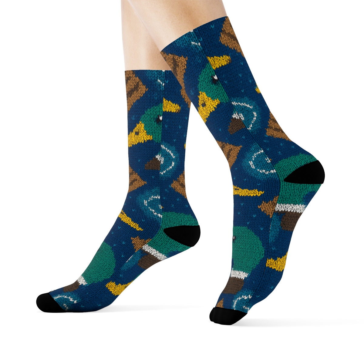Knitted Pond Rhythm Duck Pattern trendy patterned crew socks