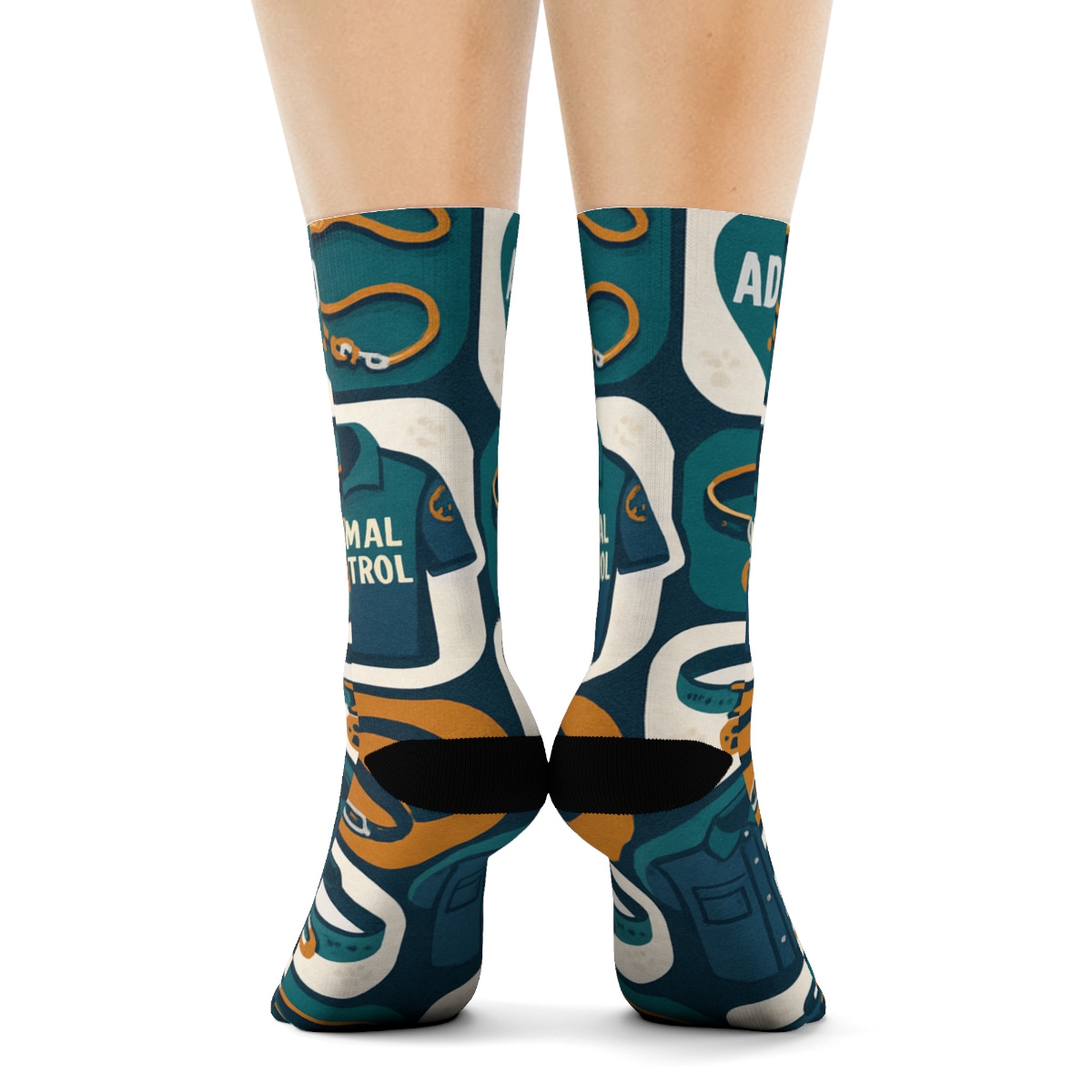 Rescue Patchwork Collage For Animal Control Officer designer printed crew socks