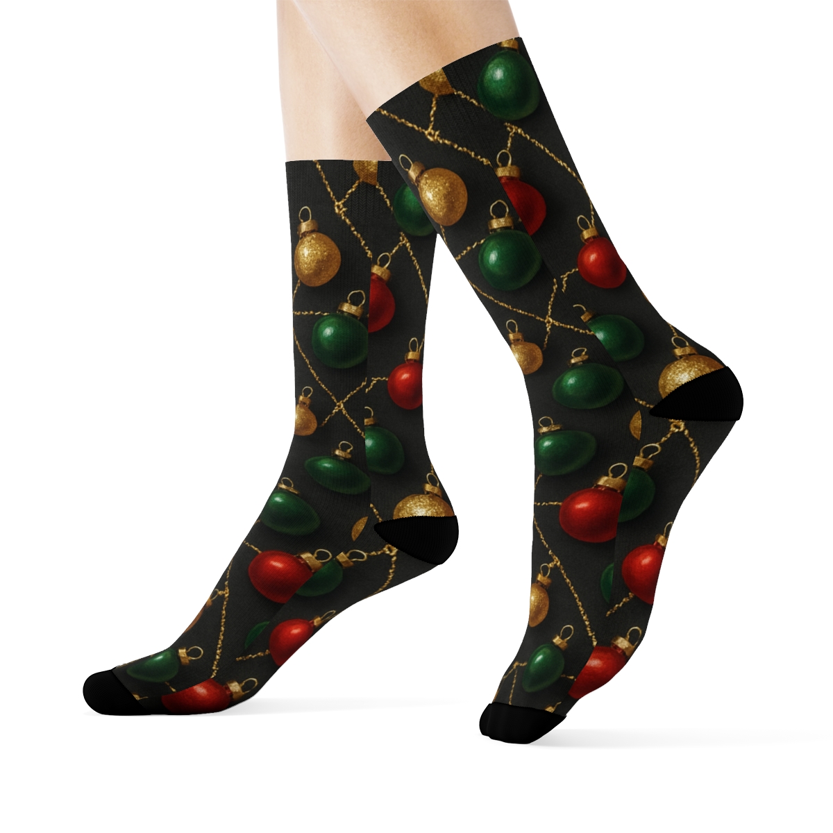 Xmas Ornament Constellation Tessellation On Charcoal custom crew socks
