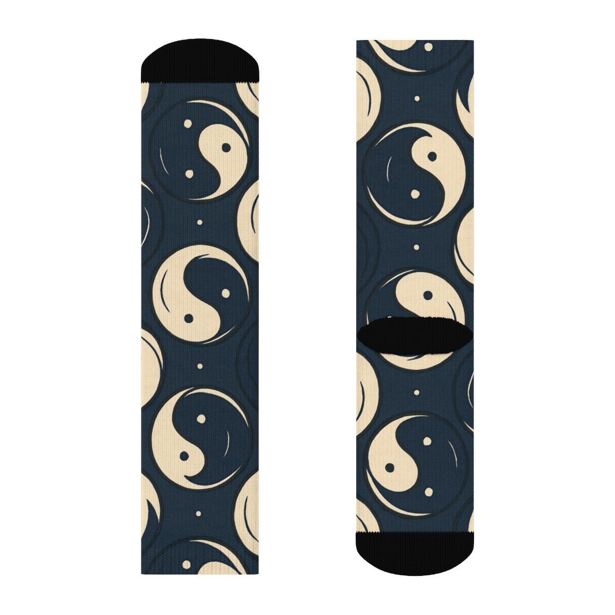 Indigo Koi Duality Spiral Tiles trendy patterned crew socks