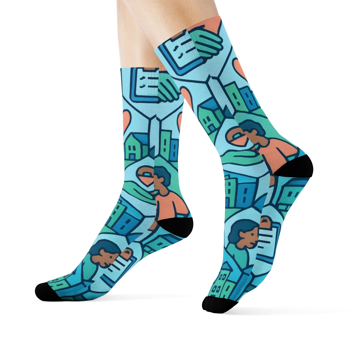 Community Mural Patchwork For Social Worker Pride custom crew socks
