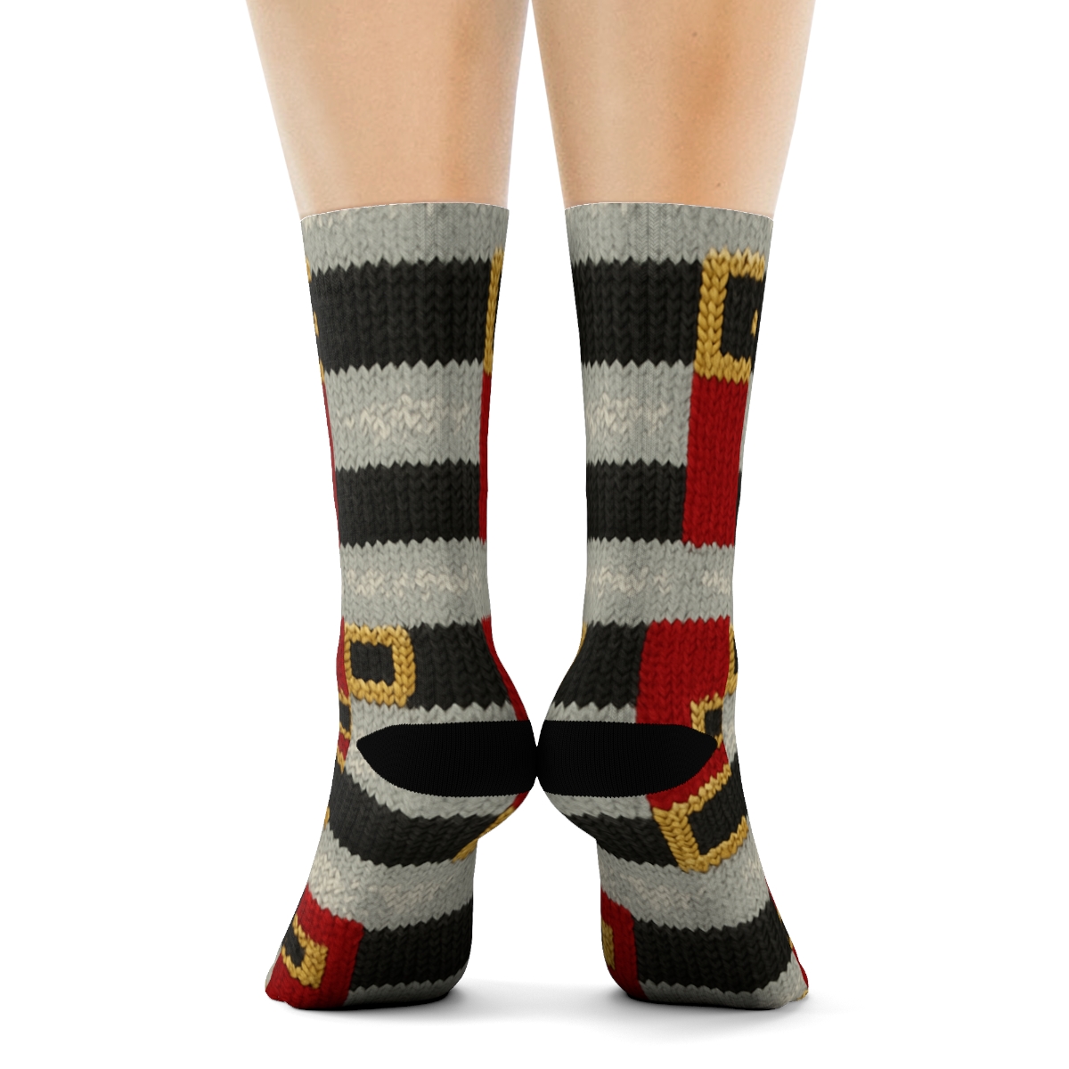 Santa Belt Buckle Progression Santa-Edition custom crew socks