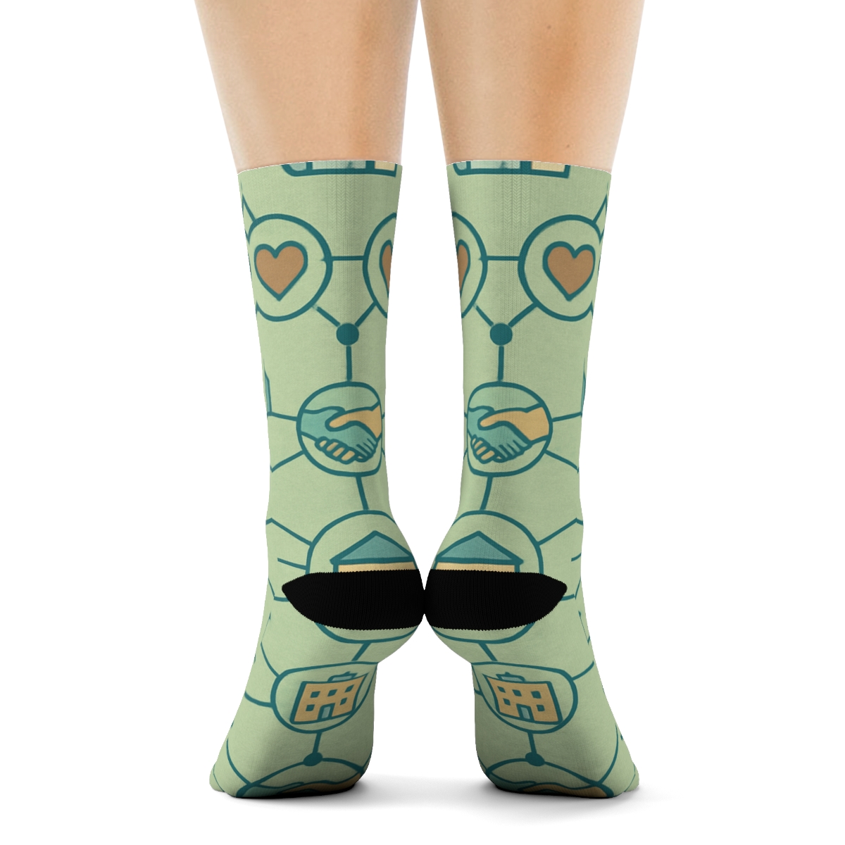 Community Mural Study With Social Worker Support Circle Tessellation custom crew socks