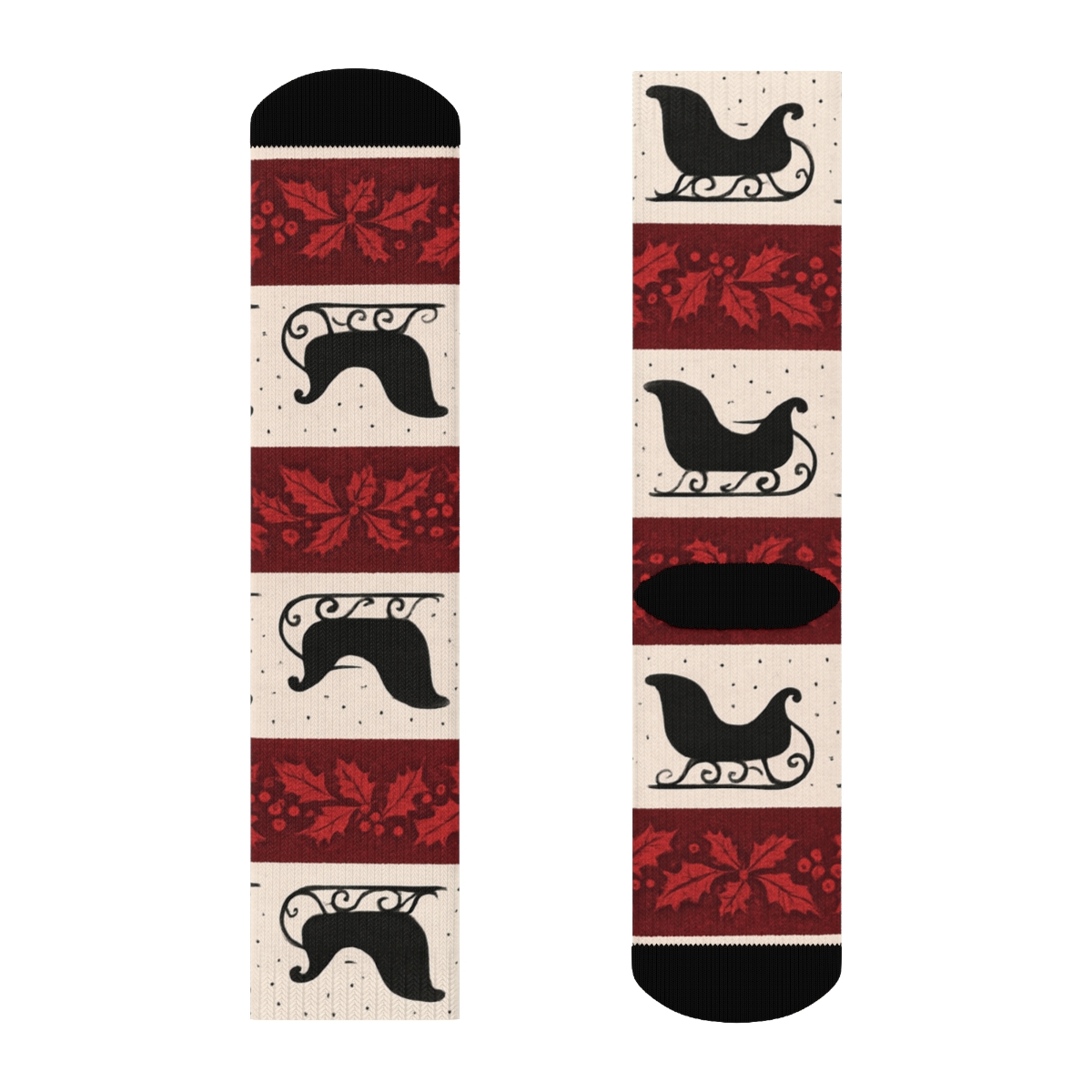 Crimson Garland With Sleigh Silhouette Bands personalized crew socks