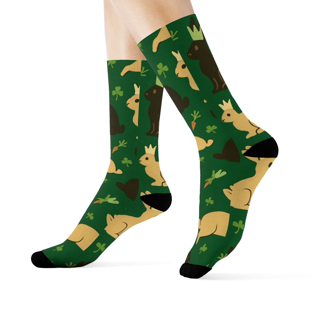 Meadow Crown Parade With Rabbit Silhouettes comfortable cotton crew socks