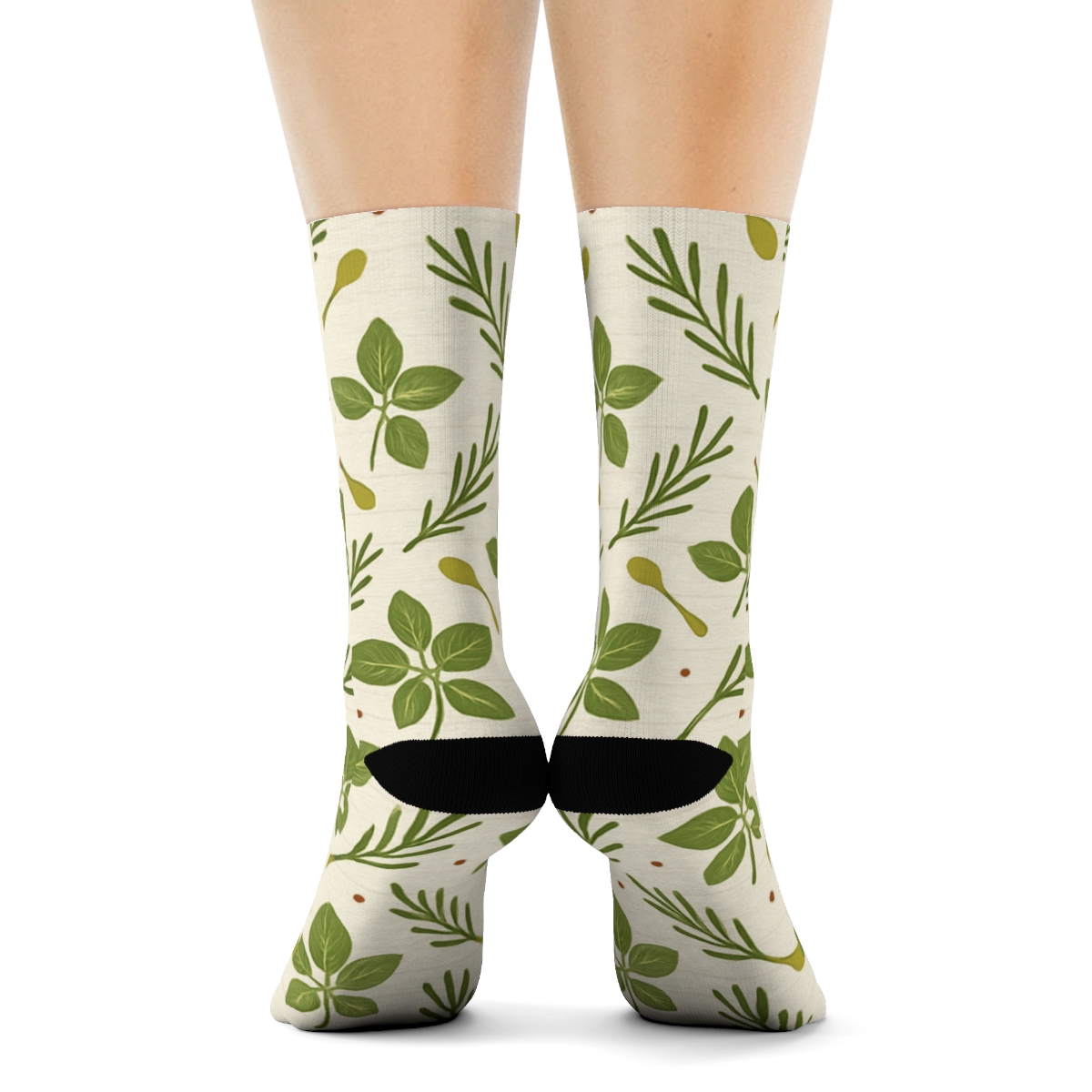 Herb Lattice Cook Pattern designer printed crew socks
