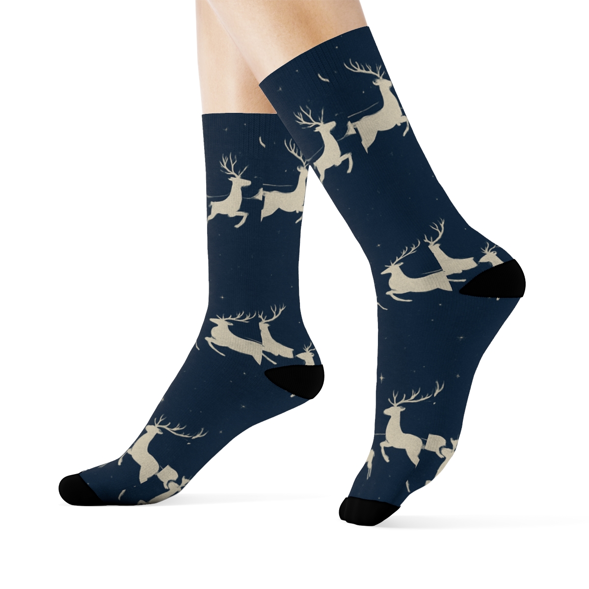 Midnight Sleigh Ride Xmas Wrap premium sports crew socks