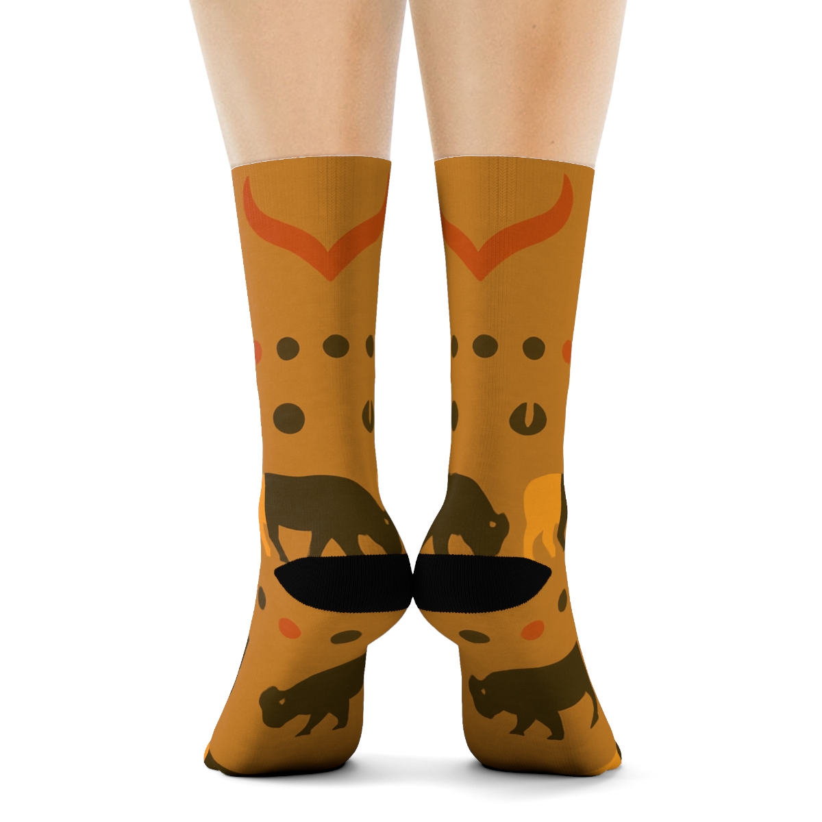 Sunset Prairie Bands With Horns And Bison personalized crew socks
