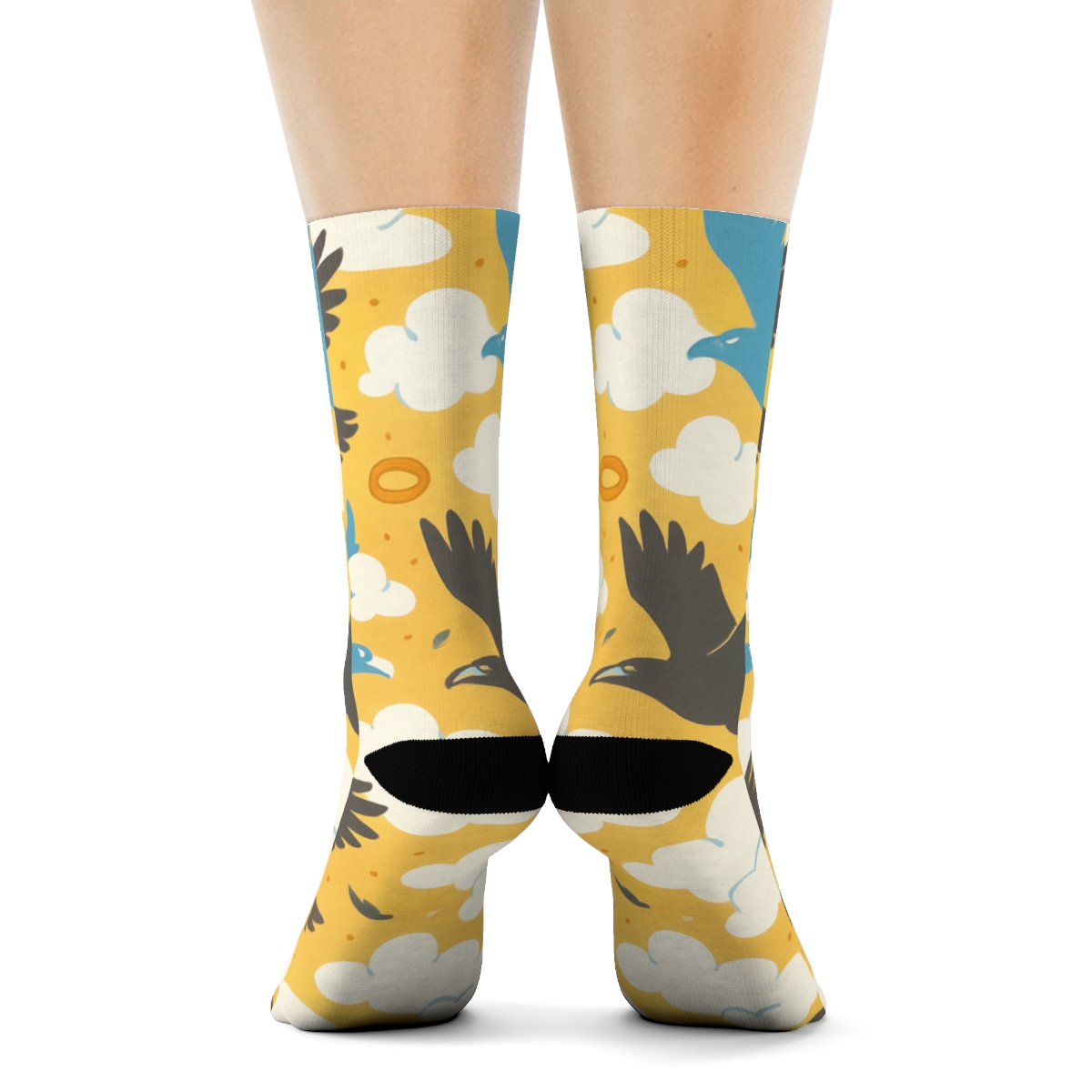 Sky Party Mosaic With Eagle Silhouettes stylish athletic crew socks