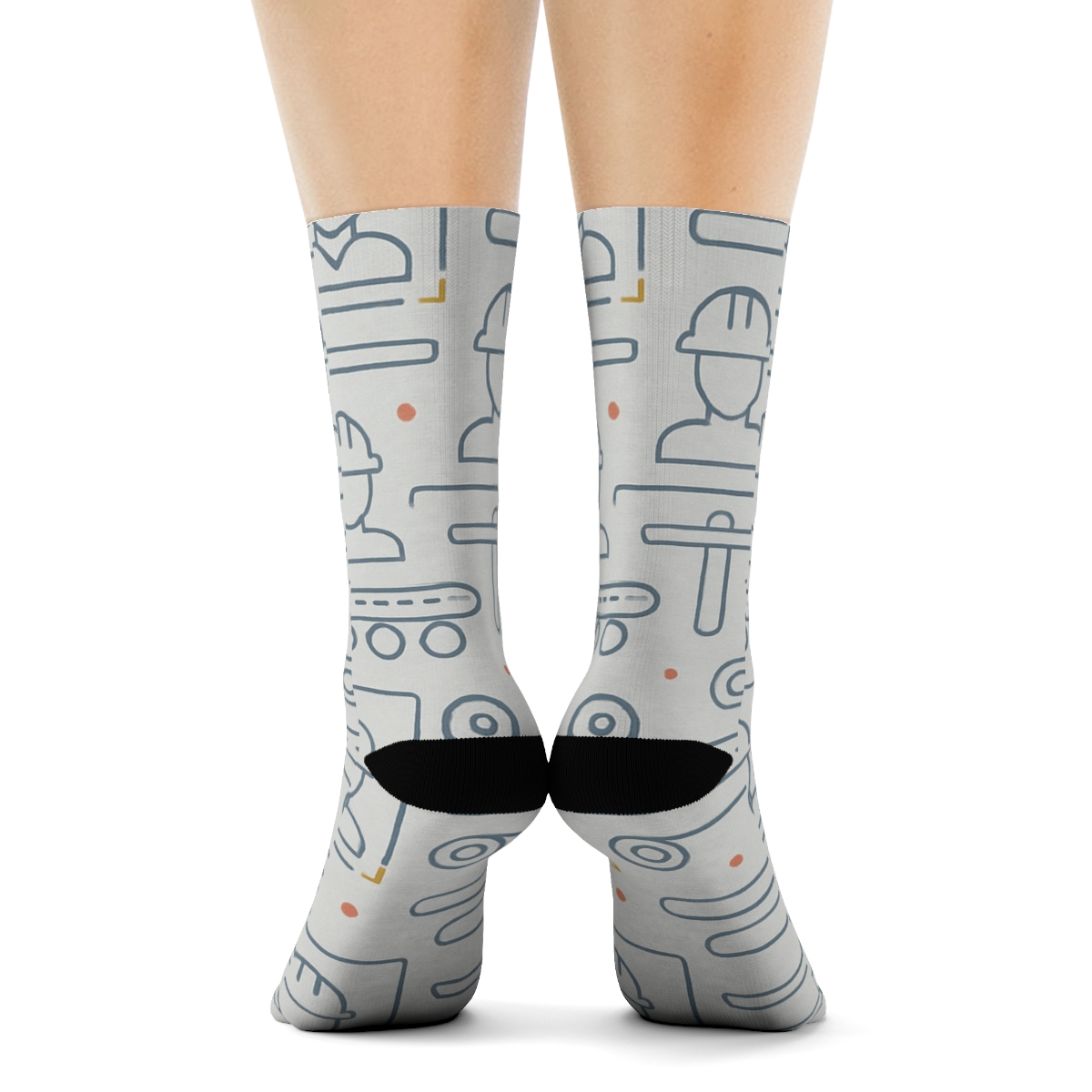Conveyor Belt Blueprint Grid Factory Worker comfortable cotton crew socks