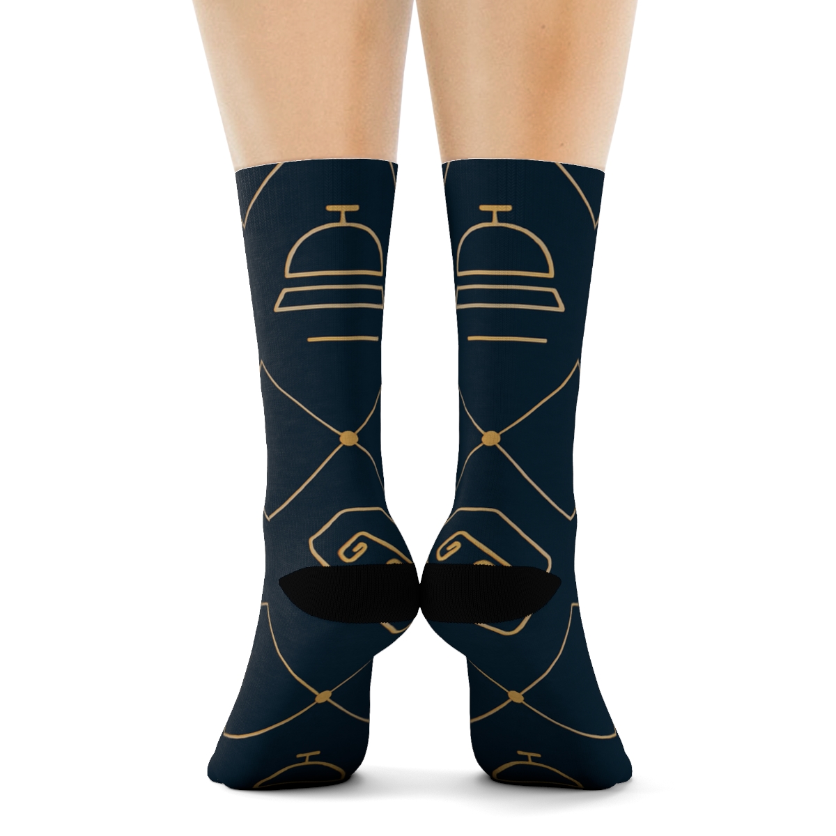 Hotel Receptionist Key Card Lattice In Deep Navy premium sports crew socks