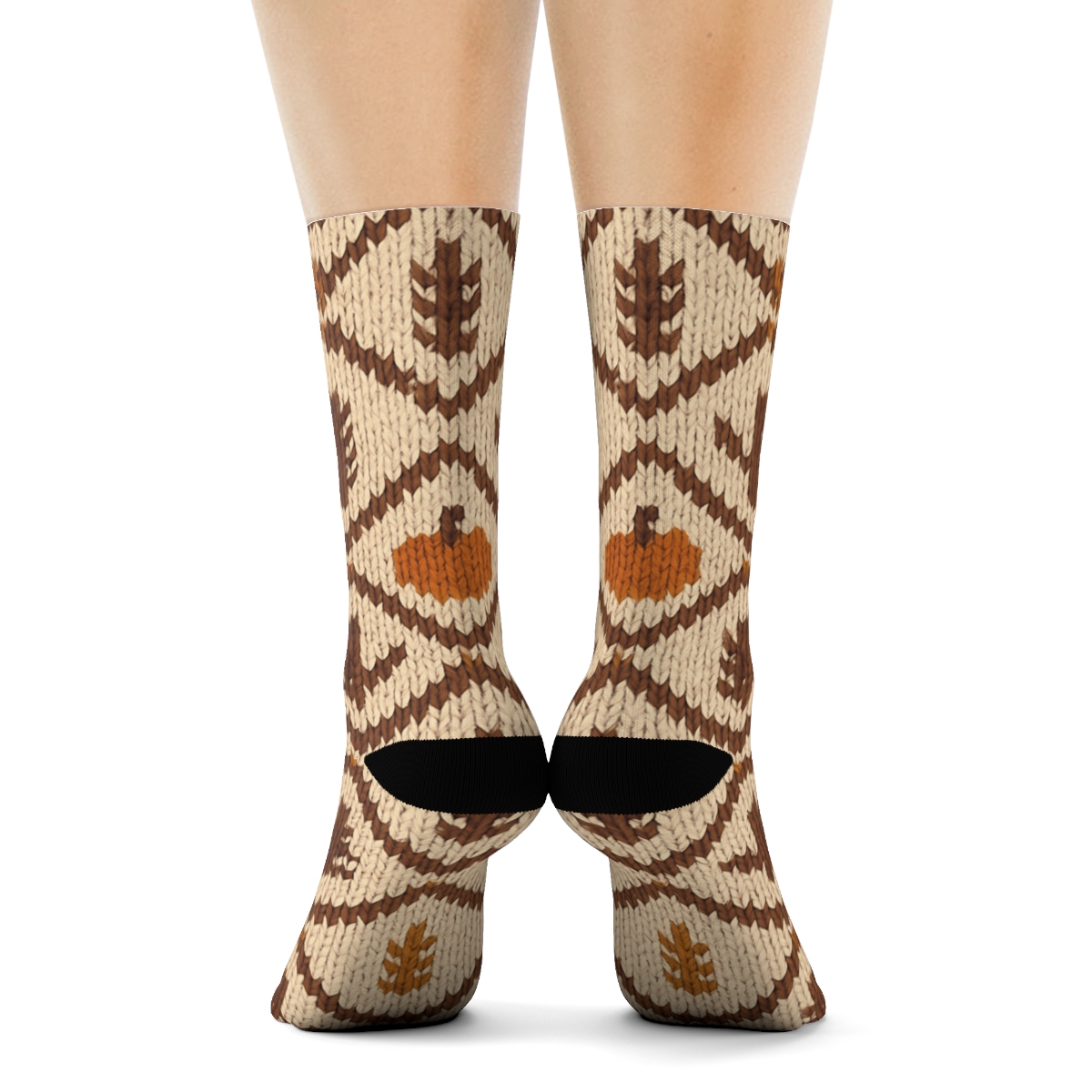 Knitted Illusion Turkey Track Chevron comfortable cotton crew socksKnitted Illusion Turkey Track Chevron Crew Socks - Image 4