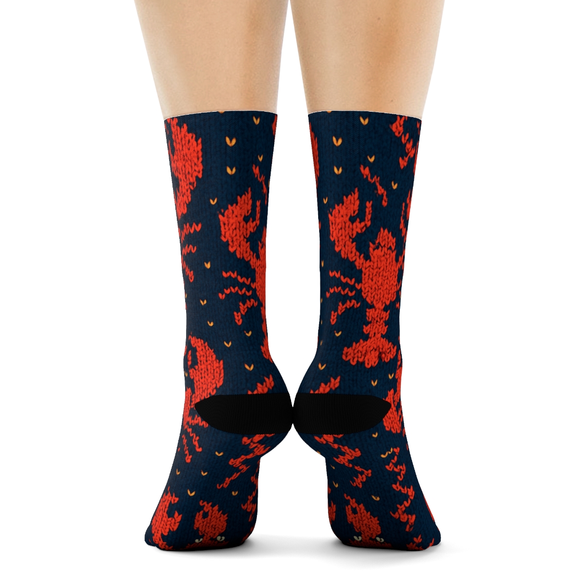 Lobster Knitted Grid Illusion custom crew socks