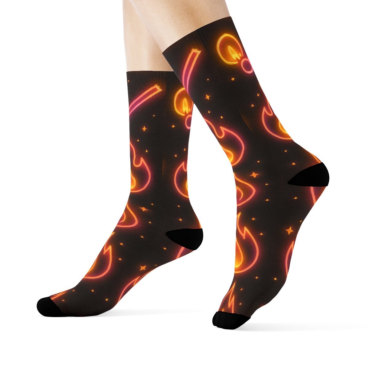 Neon Flame Signage Repeat personalized crew socks