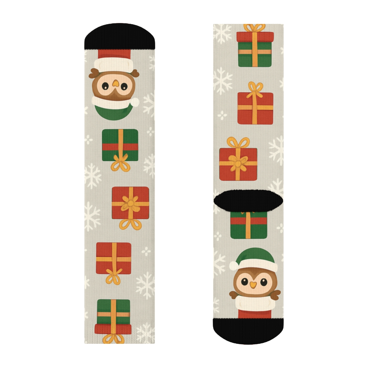 Cartoon Owl Stocking Checkerboard On Light Gray Background soft everyday crew socks