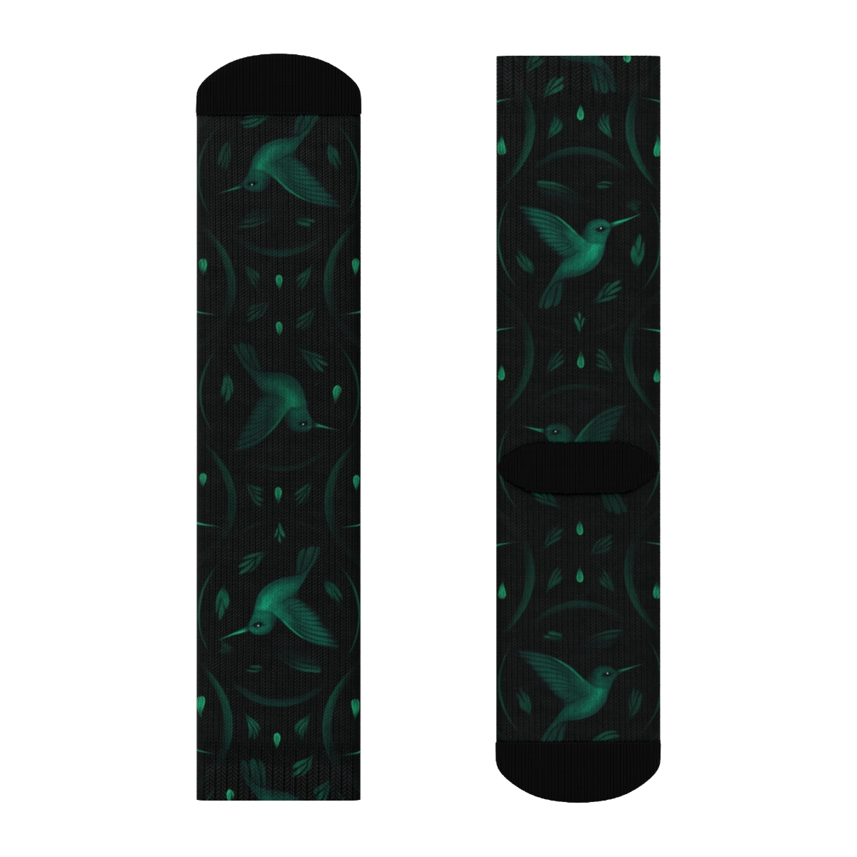 Hummingbird Halo Flight On Midnight Field soft everyday crew socks