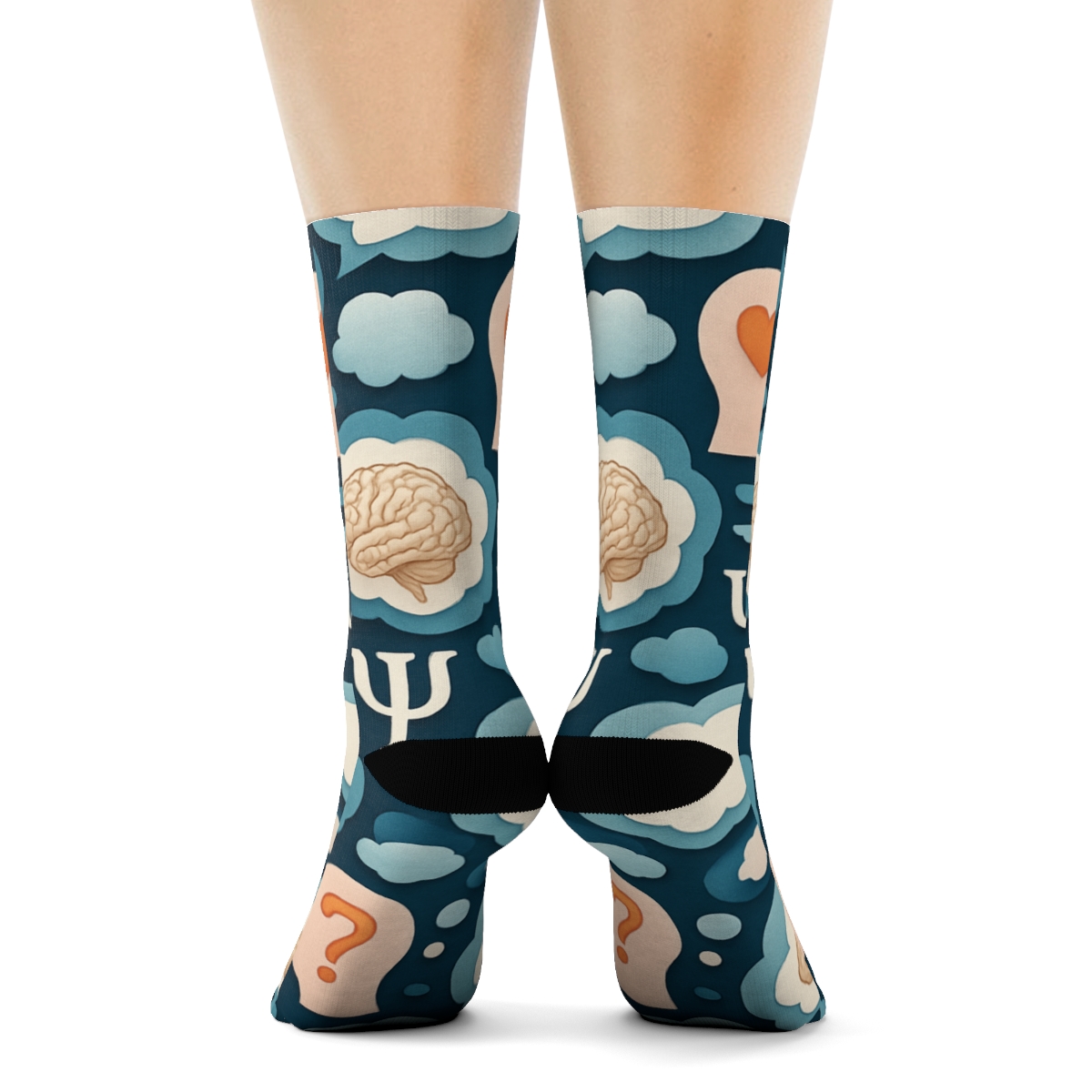 Cognitive Collage Tiles With Psychologist Symbols trendy patterned crew socks