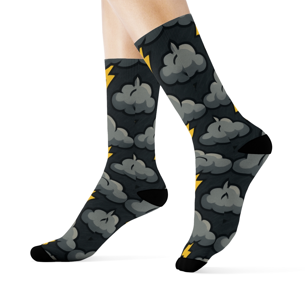 Storm Grid Lightning Cloud Lattice trendy patterned crew socks