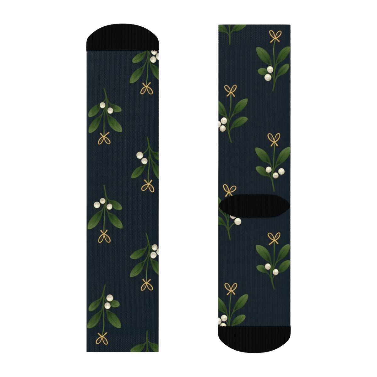Mistletoe Winter Grid On Midnight Field unique graphic crew socks