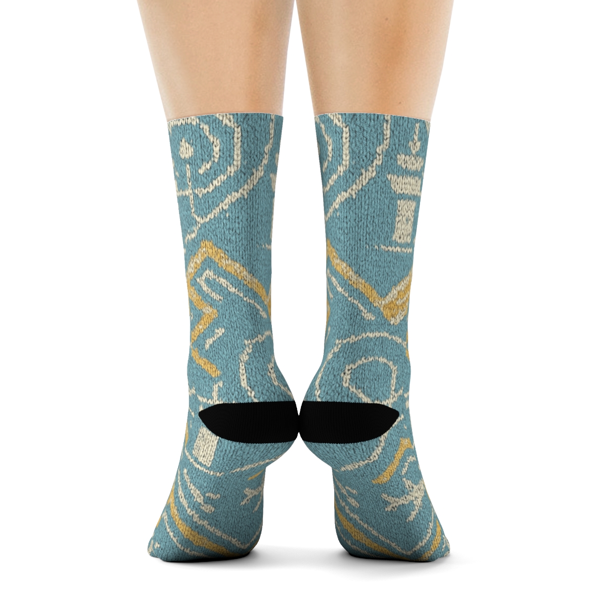 Knit Illusion Flight Paths With Air Traffic Controller Towers comfortable cotton crew socks