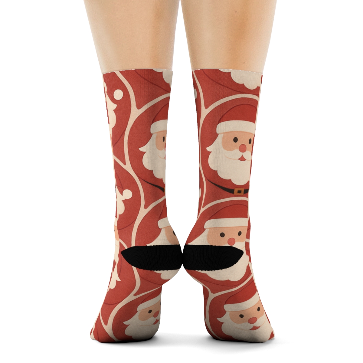 Beard-Framed Santa Icons trendy patterned crew socks