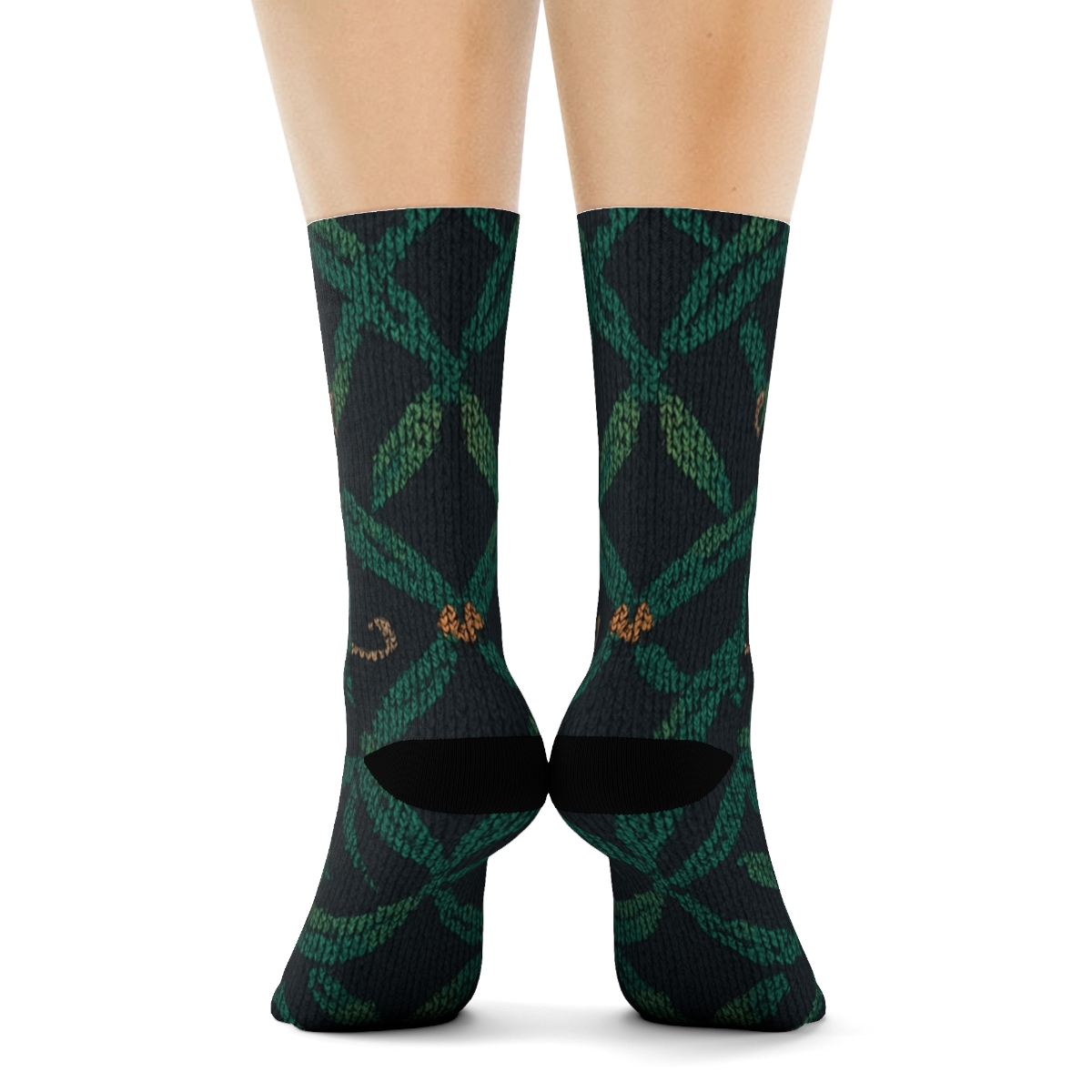 Knitted Pattern Illusion Monkey Leaf Lattice custom crew socks