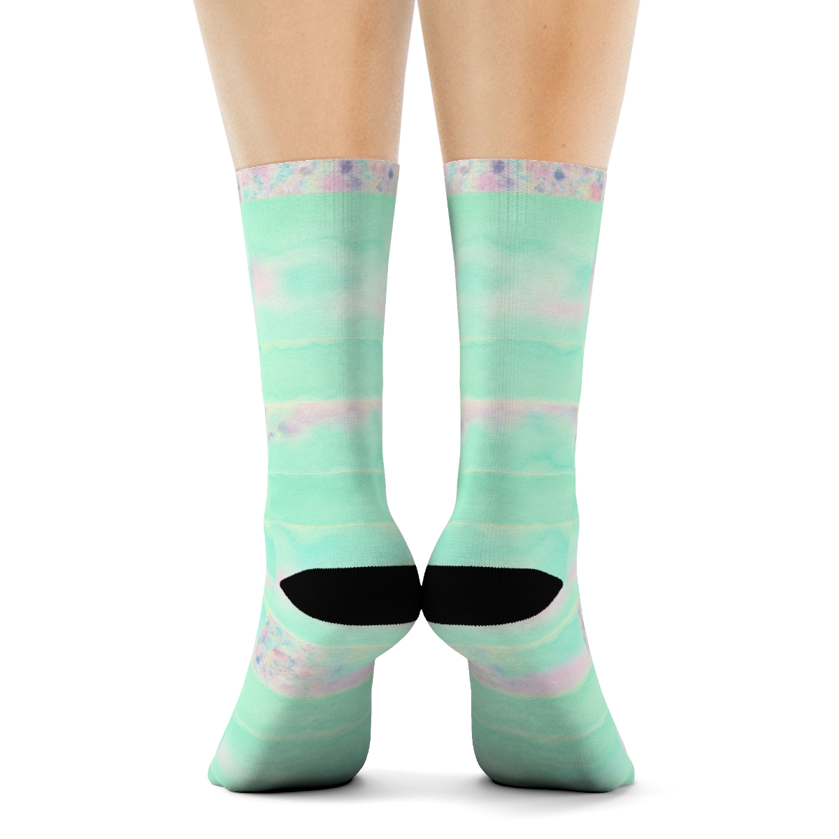 Pastel Scrunch Speckle Bands On Colored Background trendy patterned crew socks
