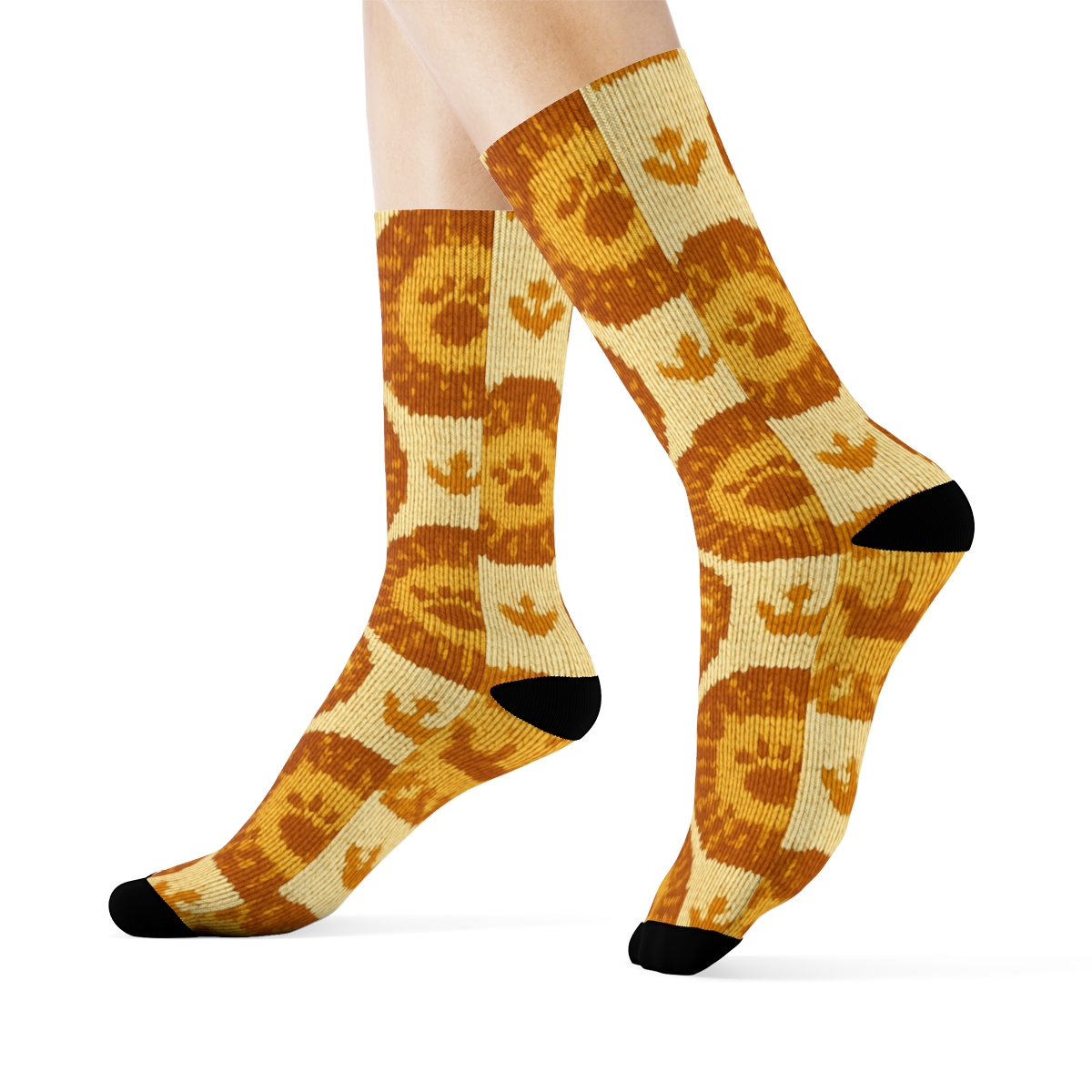 Knitted Mirage Lion Mane Medallion Tiles unique graphic crew socks
