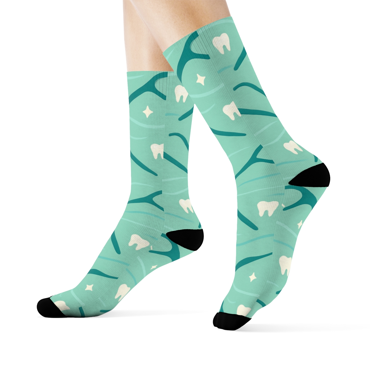 Cosmic Floss Wave Pattern Dentist stylish athletic crew socks