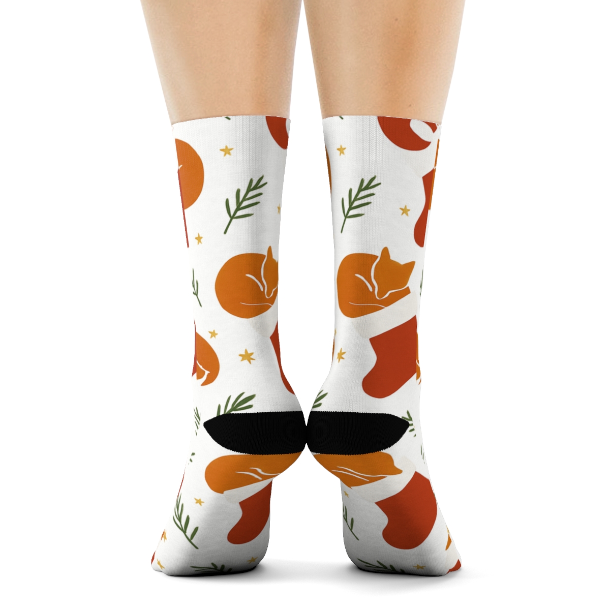 Fox Stocking Diagonal Garland designer printed crew socks