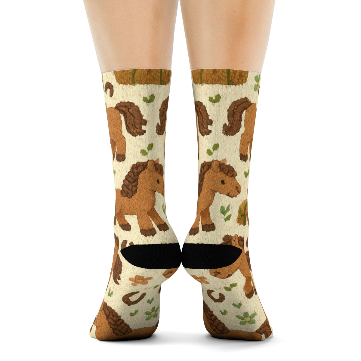 Knitted Pasture Pony Tapestry soft everyday crew socks