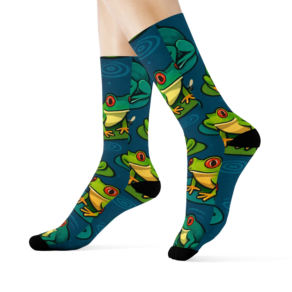 Lily Pad Lattice With Frog Charms custom crew socks