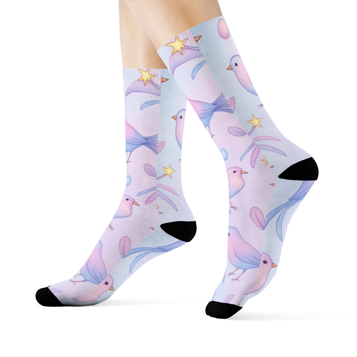 Fantasy Sky Flock Scatter On Pastel Gradient comfortable cotton crew socks