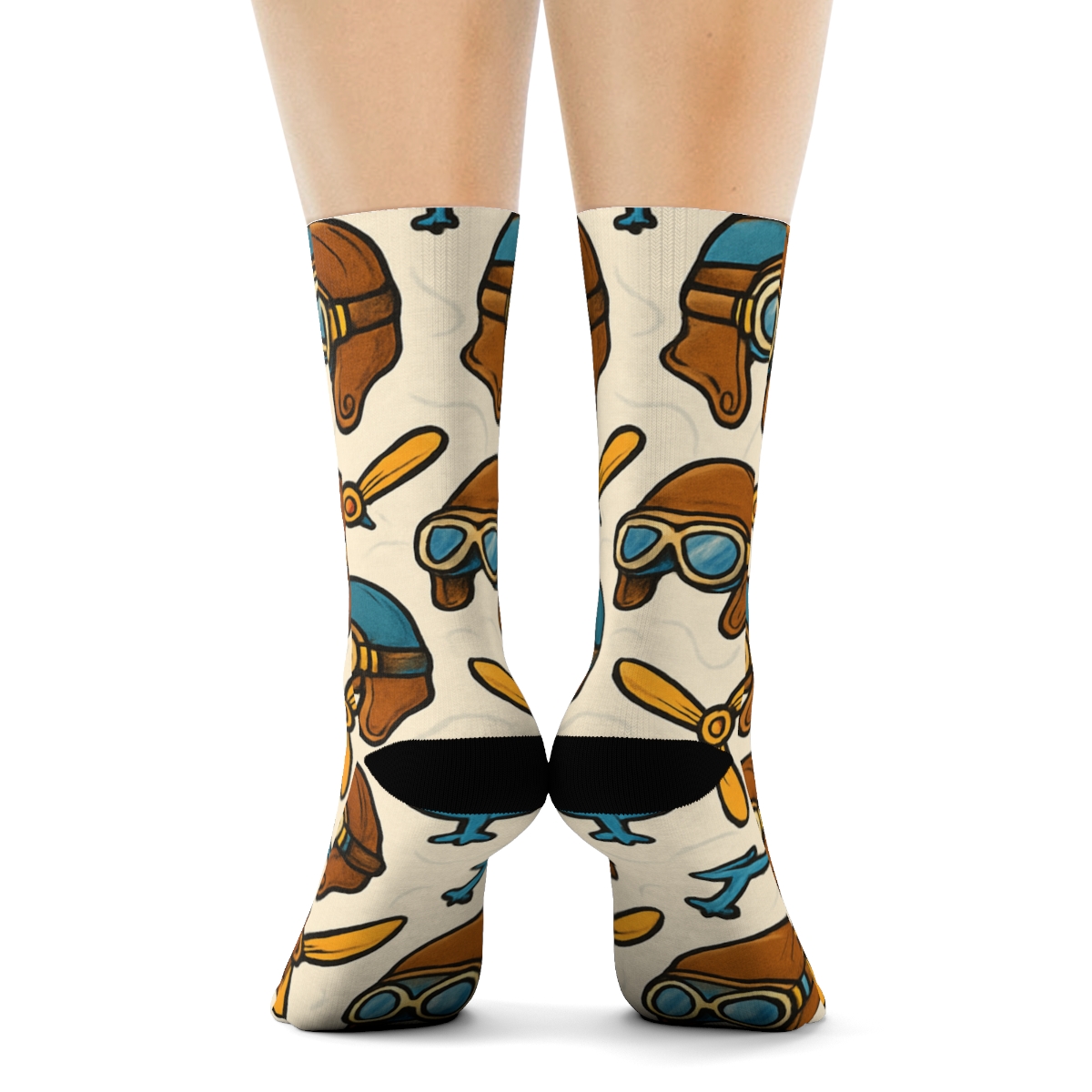 Cloud Atlas Pattern With Pilot Icons unique graphic crew socksCloud Atlas Pattern with Pilot Icons Crew Socks - Image 4