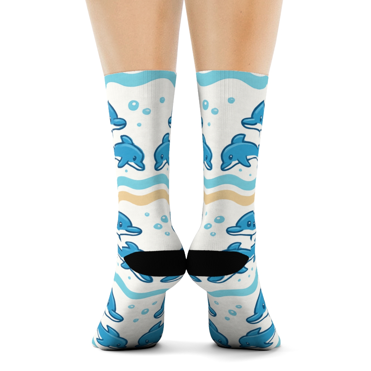 Ocean Wave Bands With Dolphin Play Pod Repeat stylish athletic crew socks