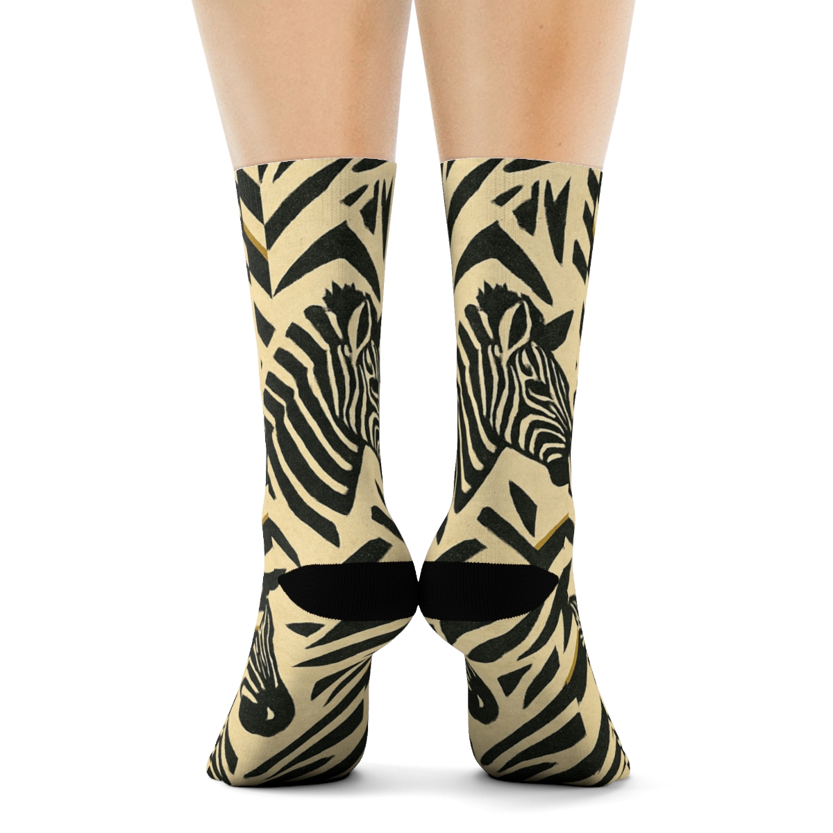 Broken Chevron Zebra designer printed crew socks