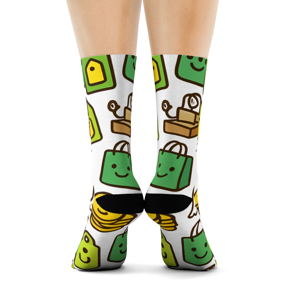 Receipt Parade With Cashier Icons comfortable cotton crew socks