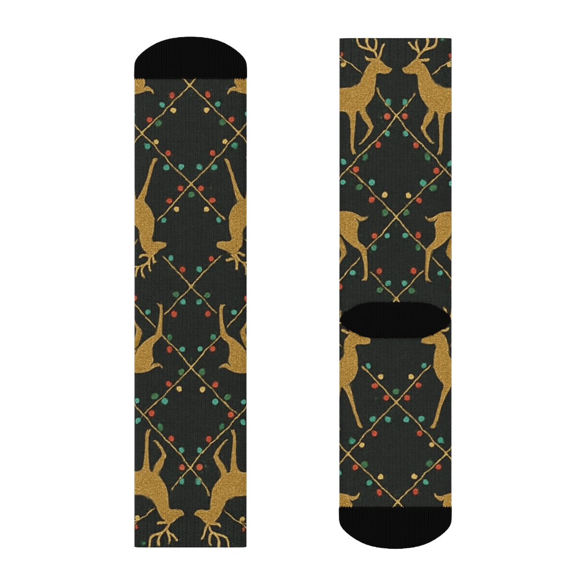 Reindeer Light Lattice On Charcoal stylish athletic crew socks