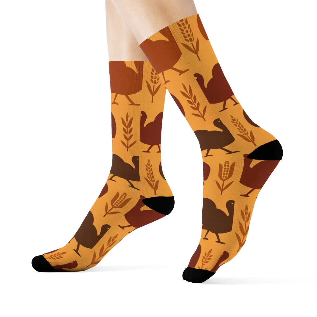 Harvest Field With Turkey Silhouette Tessellation stylish athletic crew socks