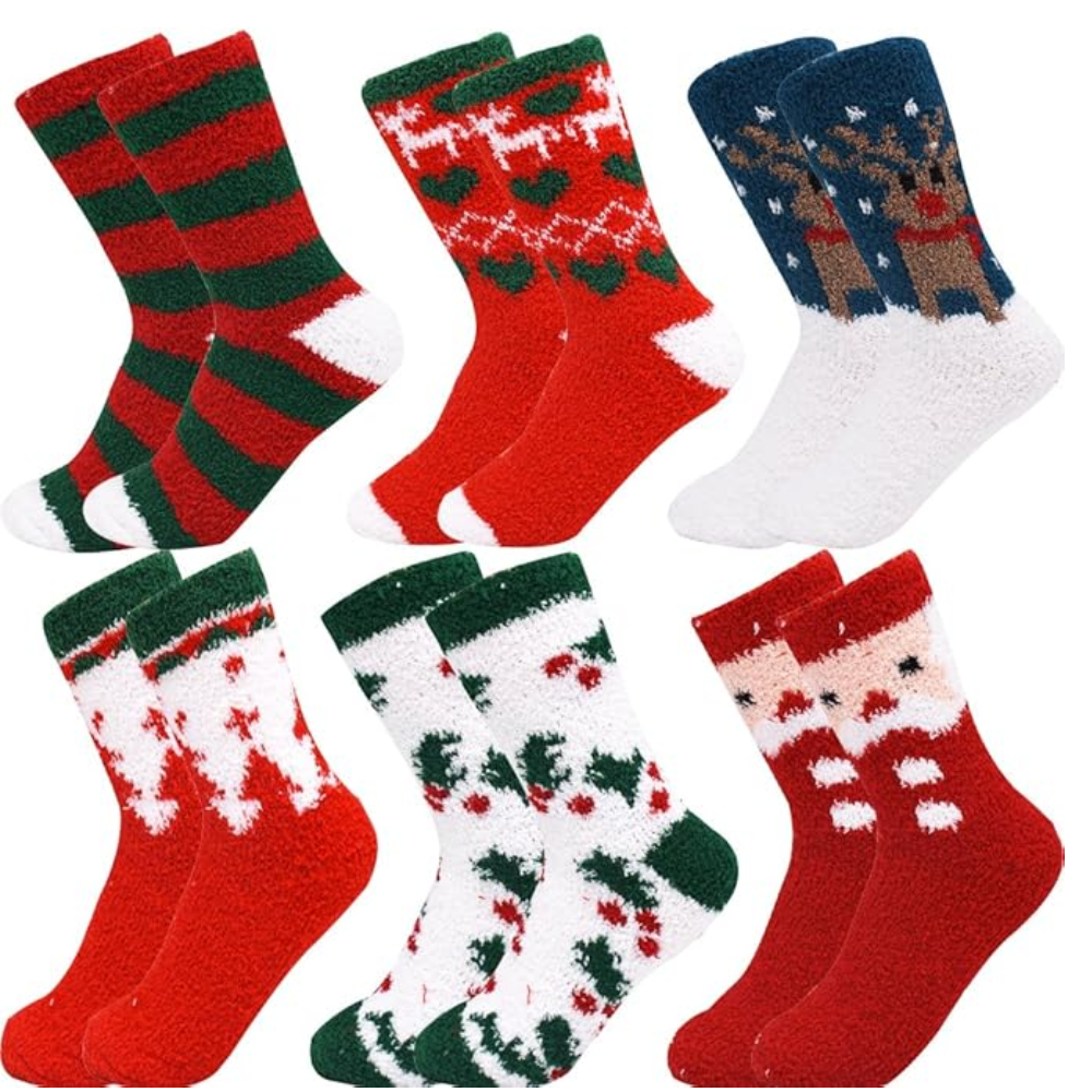 Christmas Fuzzy Socks Holiday Theme Set